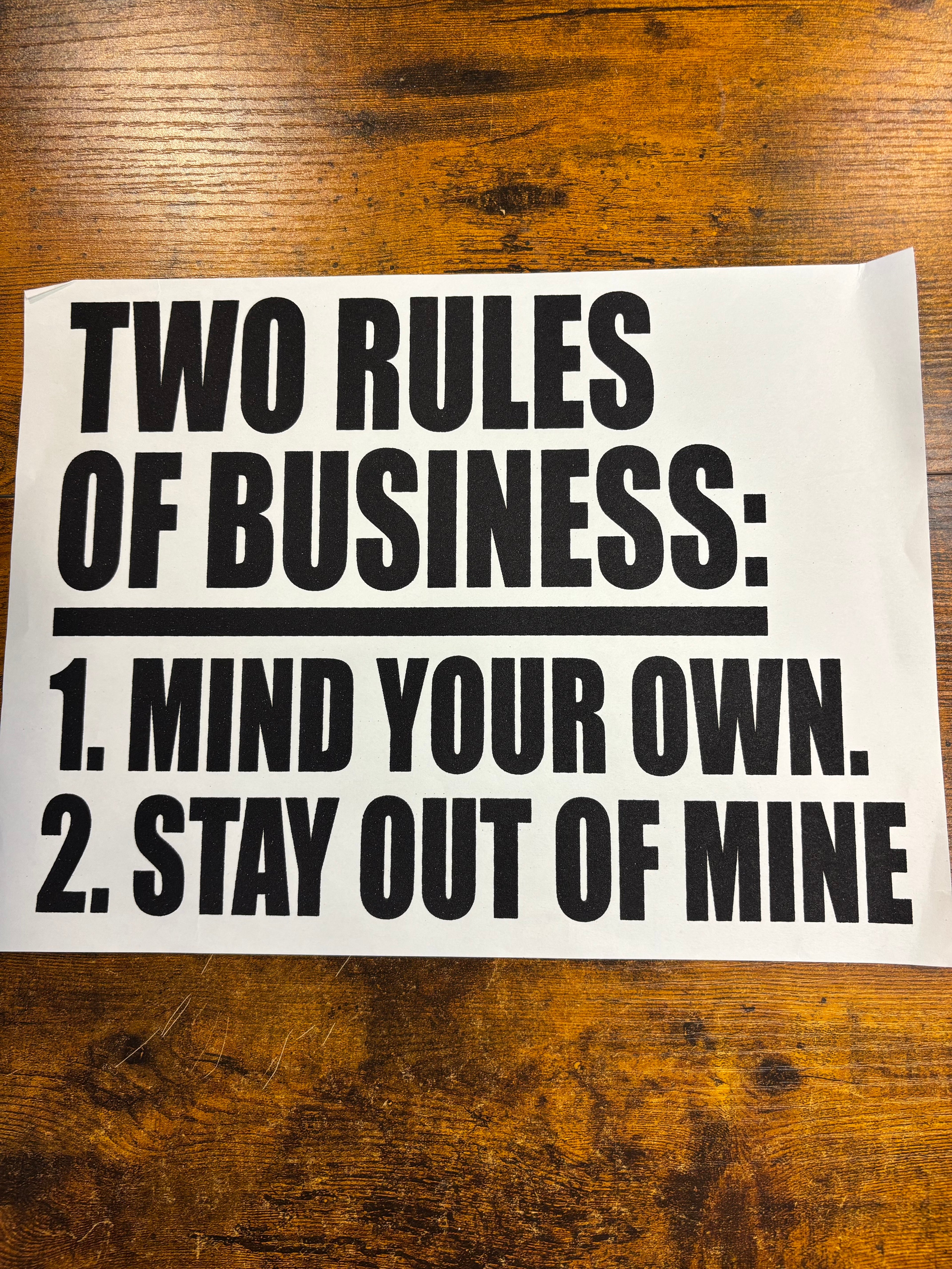 Rules of business